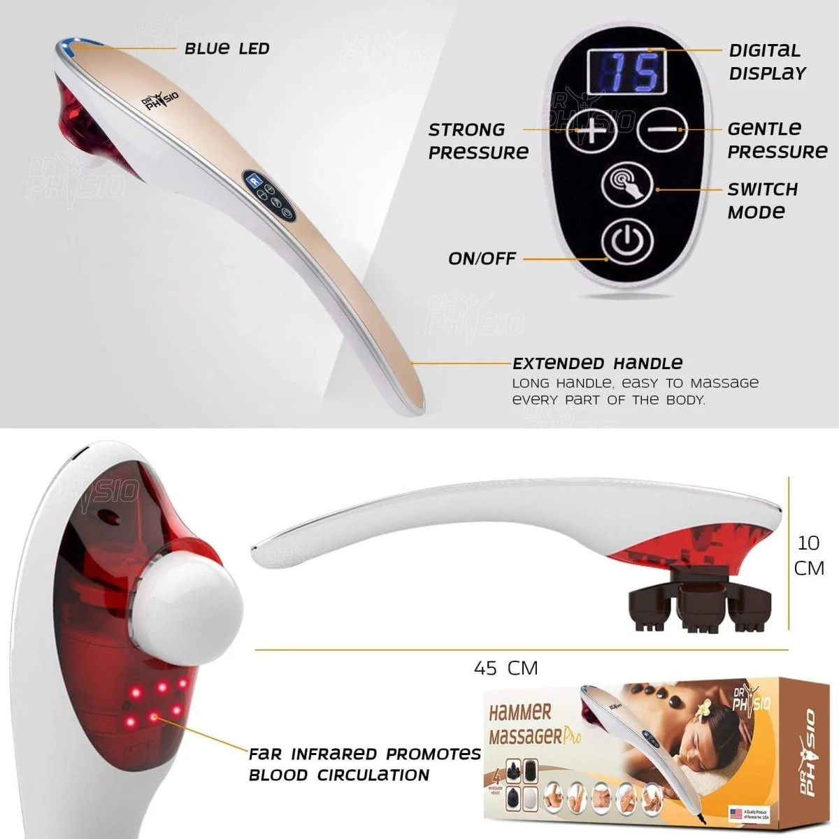 Dr Physio USA Hammer Pro Body Massager 1006 (Golden) - Image 6