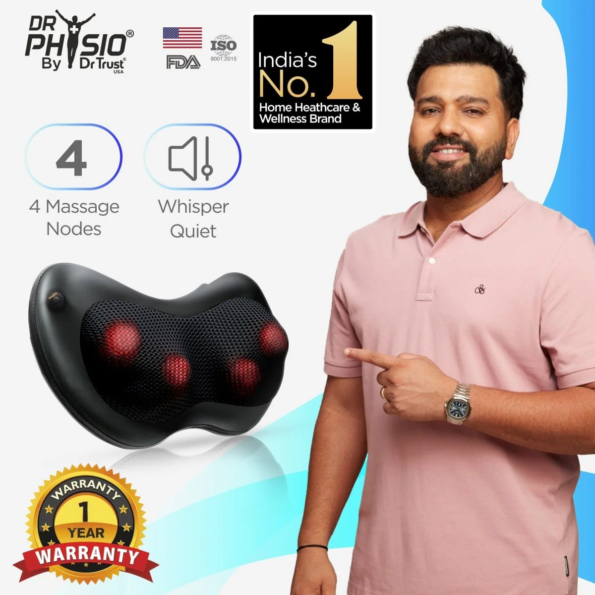 Dr Physio USA Shiatsu Cushion Full Body and Neck Massager 1012 - Image 3