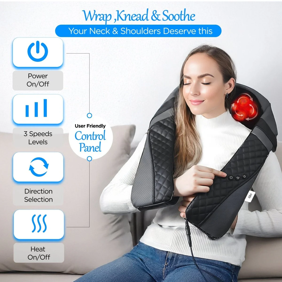 Dr Physio USA Shiatsu Neck, Back and Shoulder Massager with Heat 1047 - Image 4