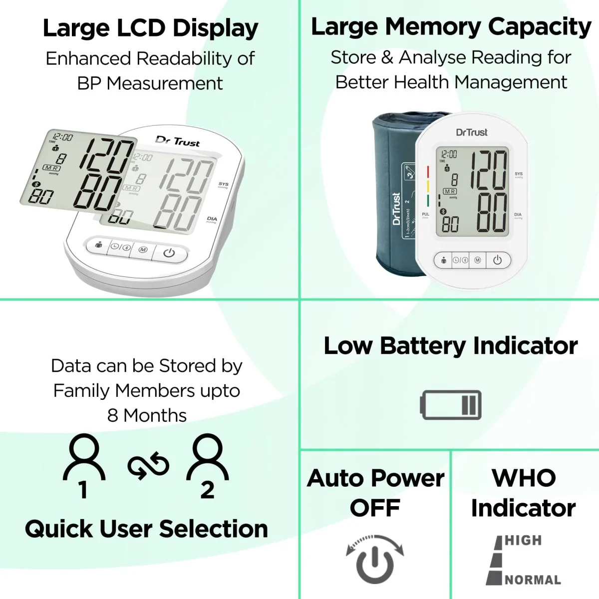 Dr Trust USA Blood Pressure Monitor Core Model with Bluetooth 124 - Image 4