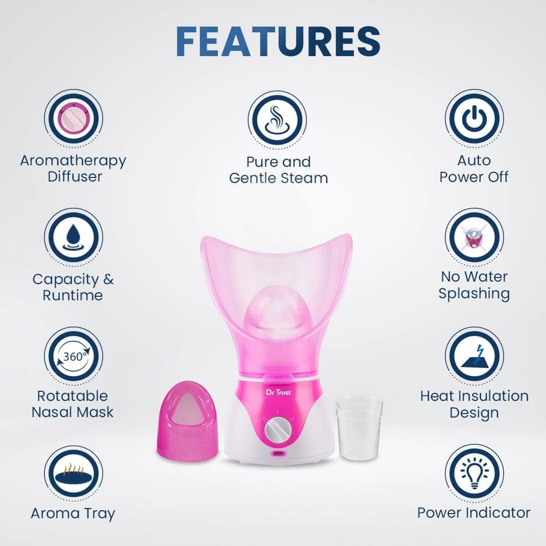 Dr Trust USA Home Spa Face Steam Vaporizer (Pink) 901 - Image 5