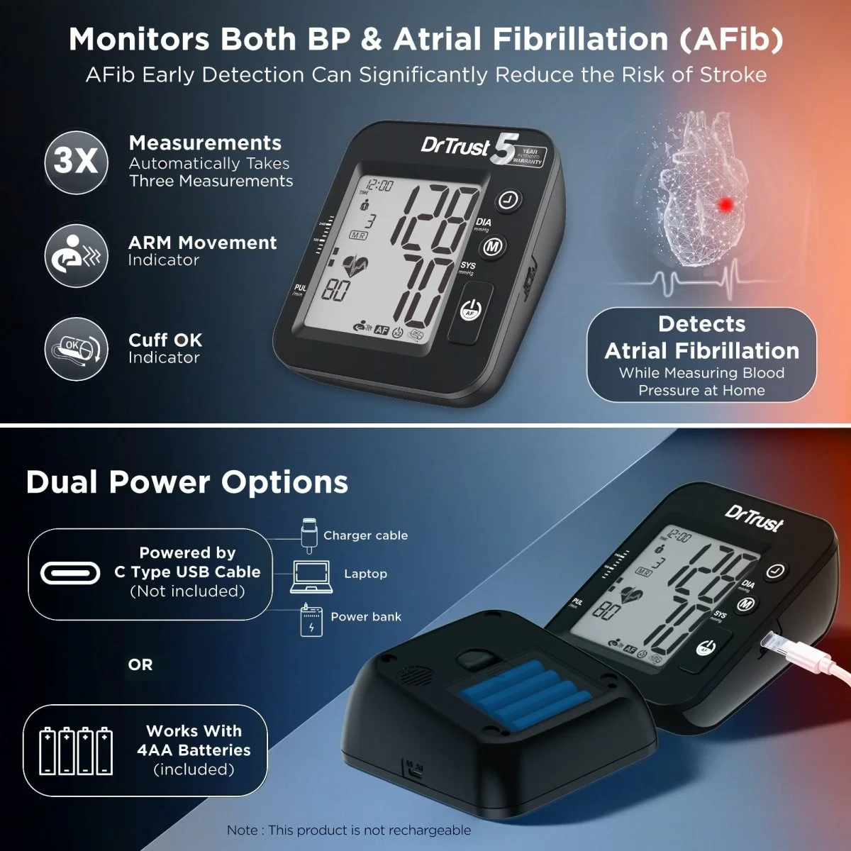 Dr Trust USA IntelliTrack BP Monitor 131 (Black) - Image 3