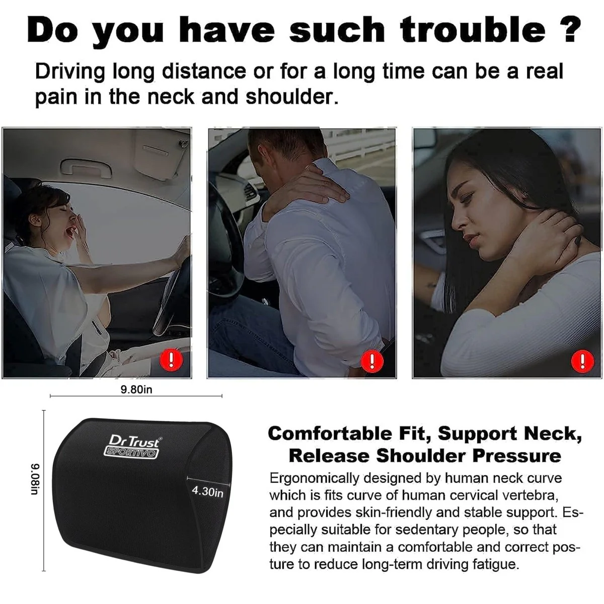 Dr Trust USA Orthopedic Neck Rest Car Seat Cushion 353 (Small) - Image 2