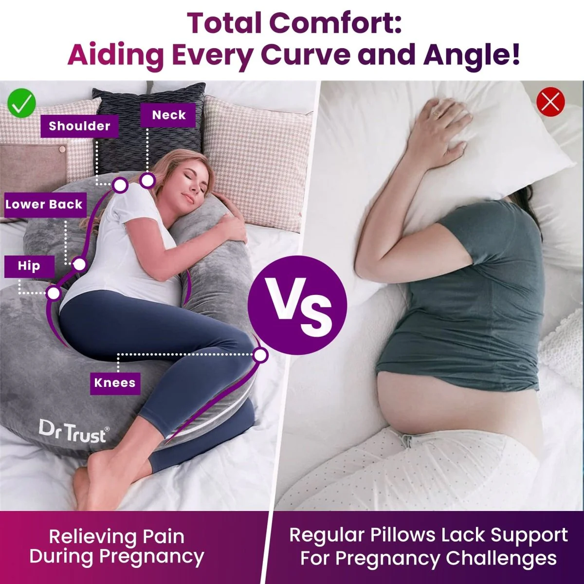 Dr Trust C-Shaped Full Body Pillow | Multi-Purpose Maternity Support 362 - Image 3