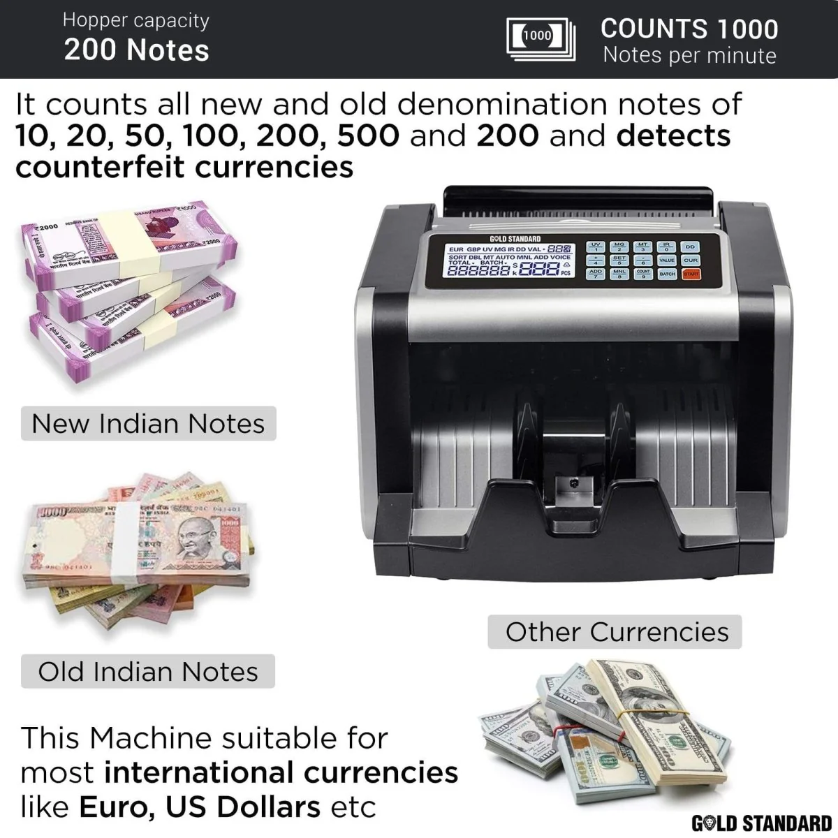 Goldstandard USA Currency Note Counting Machine 3006 - Image 4